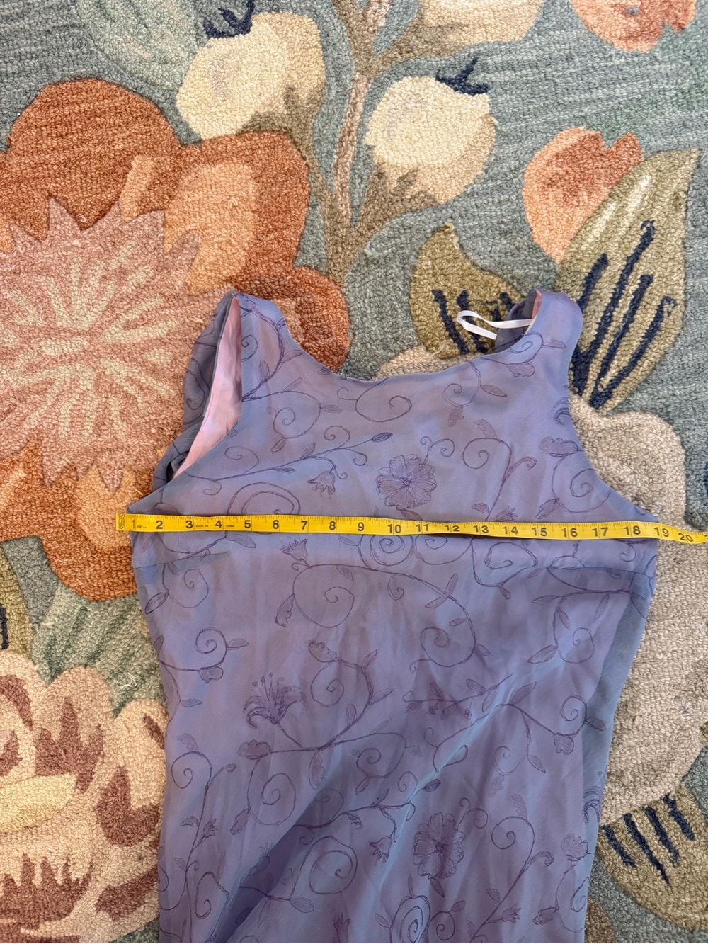 Vintage Chelsea Nites Sleeveless Lavender Floral Embroidered Dress - Picture 8 of 8